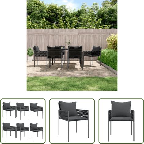 Chaise de jardin en rotin poly - Chaises de jardin avec coussins lot de 6 noir 54x61x83 cm rotin (1/5)