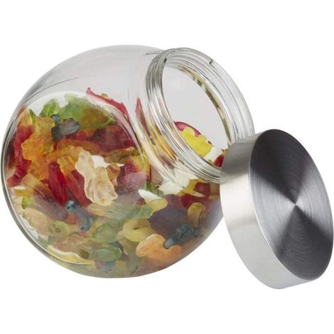 APS POT EN VERRE AVEC COUVERCLE 12,5 X 19 CM, H: 18 CM GLAS, ACIER INOXYDABLE