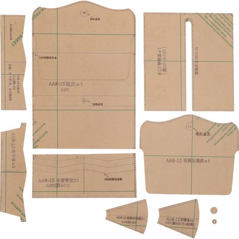 10 Pièces Gabarits Acryliques pour Portefeuille Long - DIY Motifs Cuir - Outils de Modelage et Moulage (1/5)