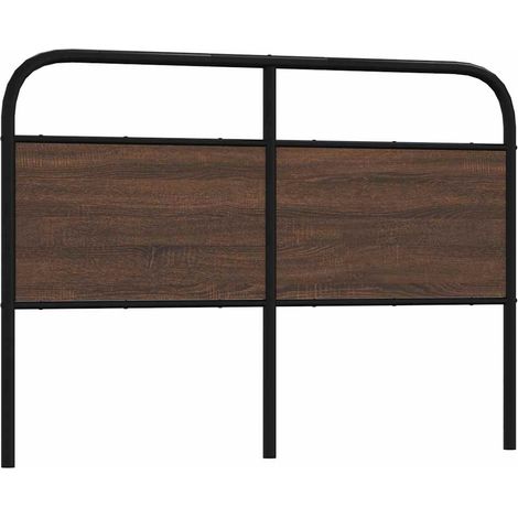 Cabecero de acero y madera de ingeniería marrón roble 135 cm vidaXL (1/5)