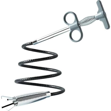 Tuyau d'égout gris en forme de serpent, 60 cm, drague à ressort à quatre griffes, outil de dragage, cuisine, salle de bains, drainage d'évier (1/4)