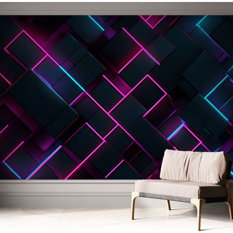 Papier peint autocollant avec imprimé pour cuisine facile à appliquer pour mur a motif Géométrie néon 312x219 cm (1/5)