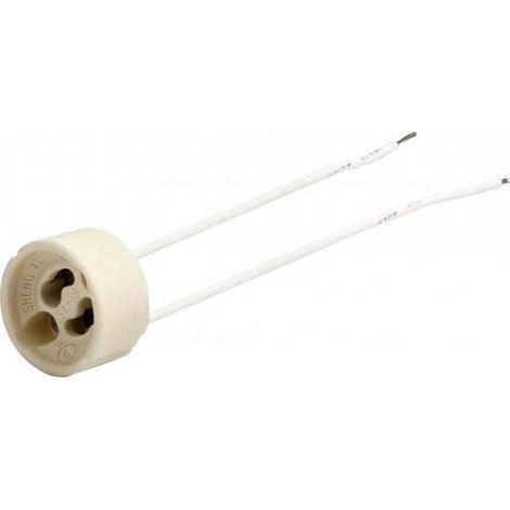 Portalámparas blanco de porcelana con casquillo gu10 y cable 15cm
