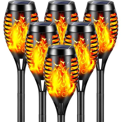Lumières Flamme Solaire Exterieure,6 Pièces 12 LED Lampe Solaire Flamme Torche Jardin Exterieur Étanche IP65,Lumiere Torche Solaire avec Flammes Réalistes pour Décor,Jardin,Patio,Chemins,Cour (1/5)