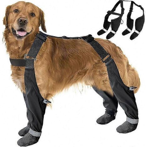 Bottes de pluie imperméables pour chien avec bretelles, grandes bottes d'hiver pour la protection des pattes (taille L). (1/5)