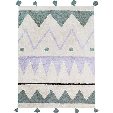 Tappeto per cameretta con motivo astratto e nappe multicolore 140 x 200 cm Alakol