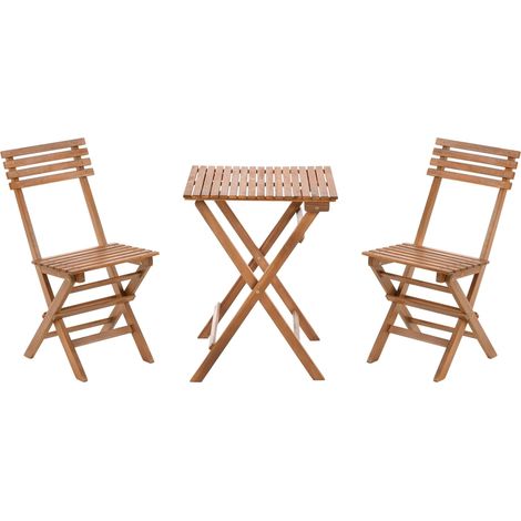 Bistro Set Folding SOLAROLO Certified Acacia Wood Brown