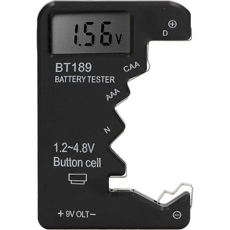 Batterieprüfgerät mit digitaler Anzeige für AA-, AAA-, 6F22-Batterien (9 V, 1,5 V), schwarz