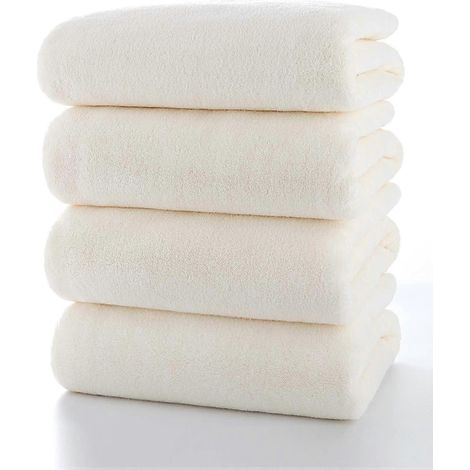 Lot de 4 serviettes de bain ultra douces, absorbantes, légères, à séchage rapide et résistantes, idéales pour la salle de sport, la plage et les voyages. (1/2)