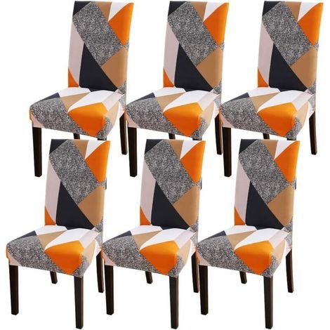 Stretch Chair Covers 6 Pieces, Washable Removable Dining Room Chair Slipcovers for Dining Room Modern Wedding Bouquet, Hotel, Restaurant Decor