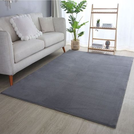 Tapis en microfibre doux uni antidérapant Lars Gris 160x230 (1/5)