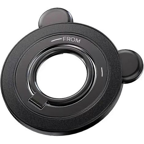 Support magnétique portable pour téléphone avec anneau de maintien et rotation à 360°, béquille rabattable à 90° pour smartphones (noir) (1/5)