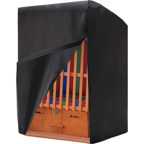 Funda para silla de playa - Lona impermeable y cortavientos, con cremallera - 135 x 105 x 175/140 cm, color negro