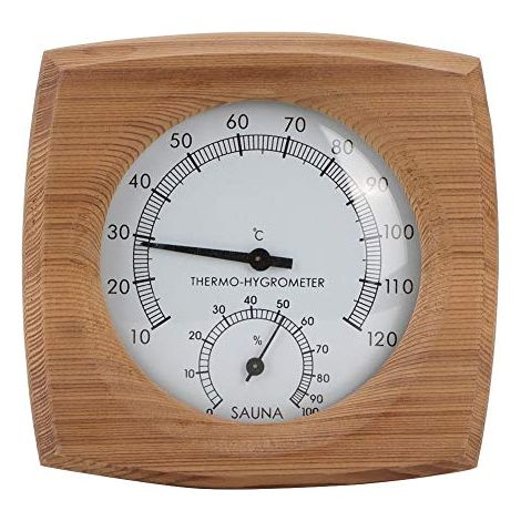Thermomètre/hygromètre en bois 2 en 1 pour salle à vapeur (1/5)