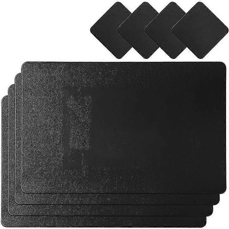 Pu-Tischset, 4er-Set, waschbar, 45 x 30 cm, mit Untersetzer, wasserdicht, für Zuhause (1/5)