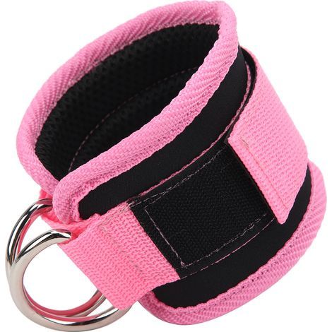 Verstellbare Neopren-Knöchelriemen für Kabelzugmaschine, Doppel-D-Ring, pink