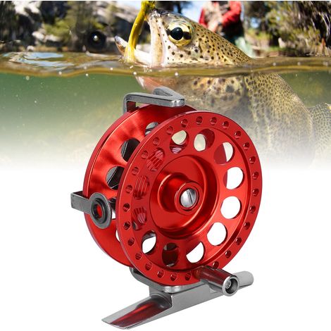 Moulinet de pêche en métal pour glace, dérouleur à décharge de force, modèle droitier rouge