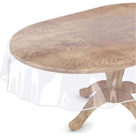Nappe de protection de table ovale transparente en vinyle imperméable – 152,4 x 228,6 cm – Bord de verrouillage pour 4 à 6 places (1/5)