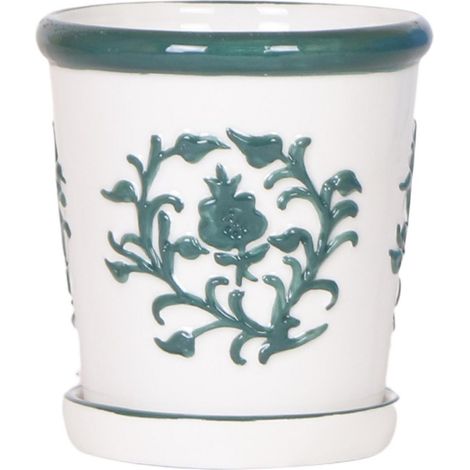 Cache-pot Malaga en Céramique Vert avec Motif Artisanal pour Décoration Intérieure - Ø 9 cm - PANGIVO (1/2)
