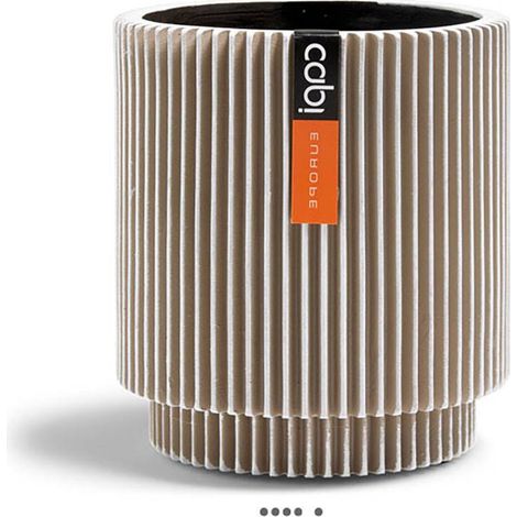 Vase cylindre Groove plastique H 21 x D 19 cm Blanc - dimhaut: H 21 cm - couleur: Blanc neige (1/2)