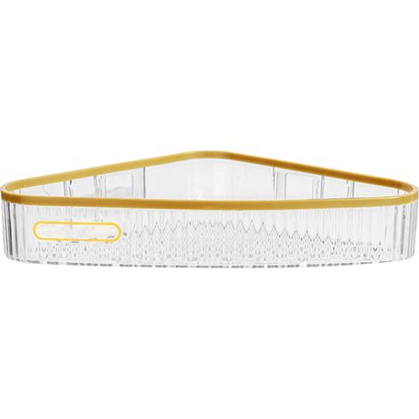 Étagère murale de rangement sans perçage pour douche, salle de bain, étagère de rangement triangulaire transparente (1/5)