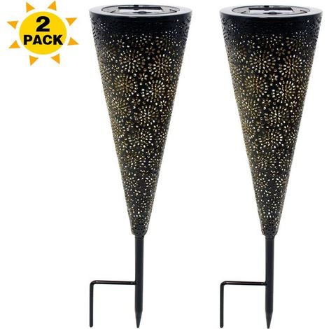 Lamp solar of outdoor, light of plug of ground of garden to LED, light metal waterproof IP65 for the outdoor, Patio, fireplaces-package of 2 - RWLampe solar (1/5)
