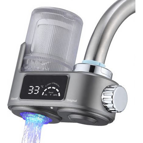 Système de Filtration d'Eau pour Robinet, Filtre à eau Gris - Élimine l'Oxyde, le Chlore, les Nitrates, les Sédiments et les Pesticides (1/5)