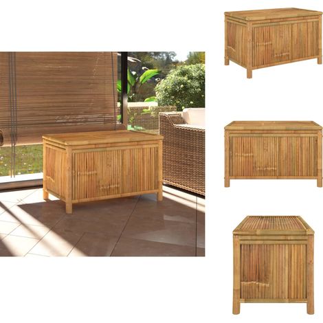 Boîte de rangement de jardin 90x52x55 cm Bambou - Coffre De Jardin - Rangement Extérieur - Boîte De Rangement - Meuble De Jardin - Bambou (1/5)