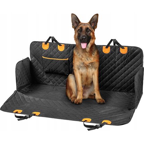 KADAX Autositzbezug für Hunde, Wasserfeste Haustierdecke, Schwarz-Orange