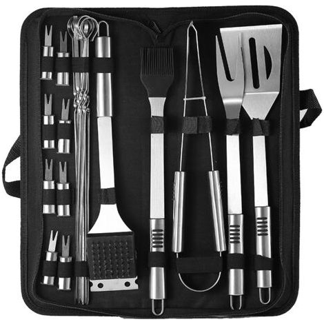 Kit D'ustensiles De Gril en Acier Inoxydable, 20 Pièces, Accessoires pour la Cuisine Domestique, Barbecue en Plein Air, Camping (1/5)
