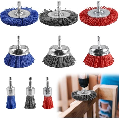 Brosses à Fil Nylon pour Nettoyage, Lot de 9 pour Éliminer Rouille et Peinture, Accessoires de Nettoyage (1/5)