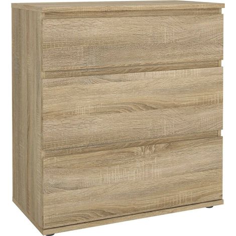 Dmora Cajonera con tres cajones, color roble, 76 x 83 x 40 cm, con embalaje reforzado