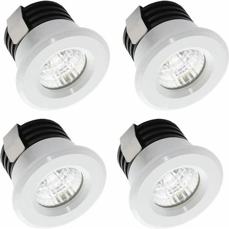 Set mit 4 Mini-LED-Einbaustrahlern, 3 W warmweiß – 24° Abstrahlwinkel – 300 Lumen Helligkeit – Für Gipskarton und Regale (1/5)