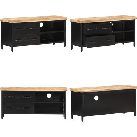 Meuble TV 90x30x41 cm Bois de manguier brut - Meubles Tv - Meuble Tv Industriel - Armoire Stereo - Meuble Rangement - Bois De Manguier - Home & Living
