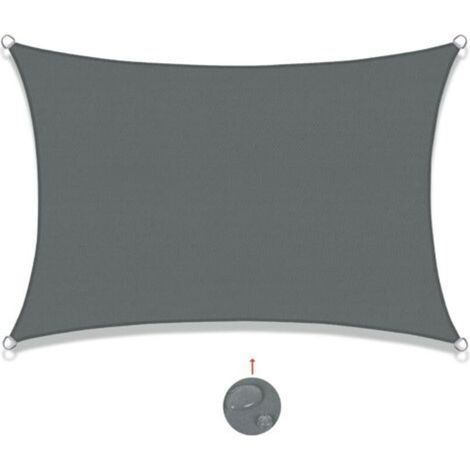 Rectangular 2x4m Shade Sail Waterproof UV Protection Shade Cloth for Patio Garden, Terrace, Exterior, Balcony, Gray (1/5)