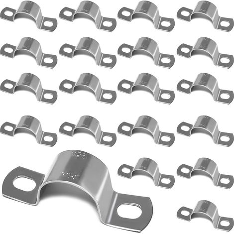 20 Pcs,Fixation Grillage Rigide Sur Mur, Collier de Serrage Inox, U-Collier de Serrage Tuyau Robustes Ø25 mm, Collier de Fixation Inox - Tuyau Pour Fixation/Attache Tube (1/5)