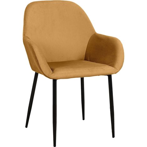 Fauteuil jaune moutarde velours cotele 59x85x55,7 cm