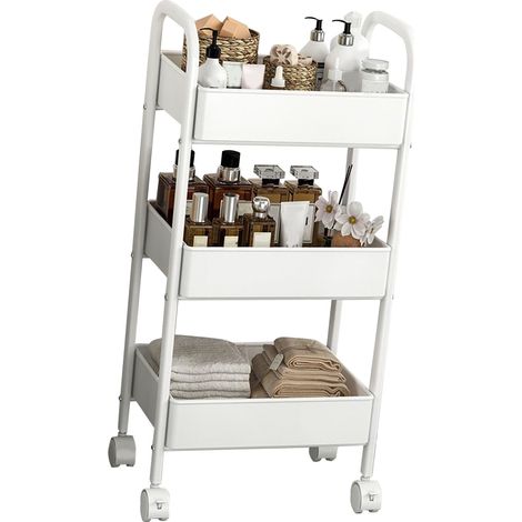 Chariot utilitaire roulant à 3 niveaux, étagère de rangement multifonctionnelle avec roulettes pour chambre, cuisine, bureau, dortoir (1/5)