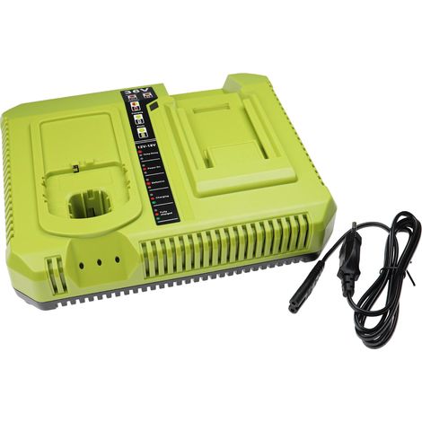 vhbw Cargador dual compatible con Ryobi P520, P521, P530, P540, P570, P600, P522 herramientas / cortacésped Ni-Cd, NiMH, Li-Ion - batería