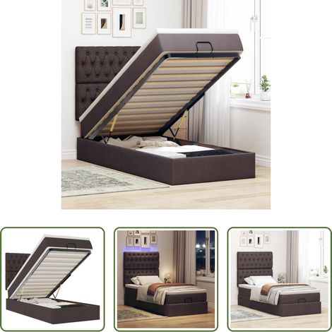 Matratze - Ottoman-Bett mit Matratze & LEDs Dunkelbraun 100x200 cm Stoff (1/5)