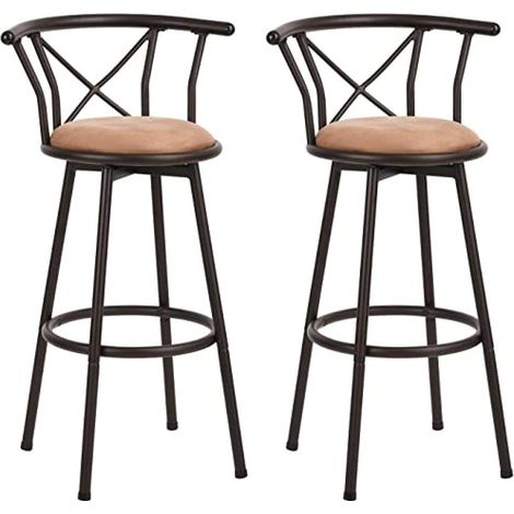 MEUBLE COSY Set di 2 Sgabelli da Bar o Cucina, Girevole a 360°, con Schienale e Poggiapiedi, Imbottiti in Similpelle, per Bancone, Sala da Pranzo e Casa (1/5)