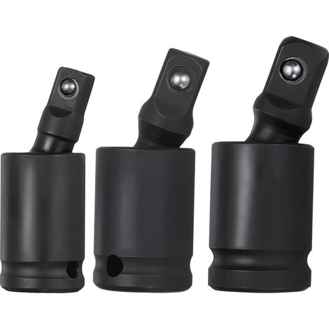 3 Pcs Jeu D'adaptateurs De Douille A Cardan 1/2" 3/8" 1/4" Noir (1/5)