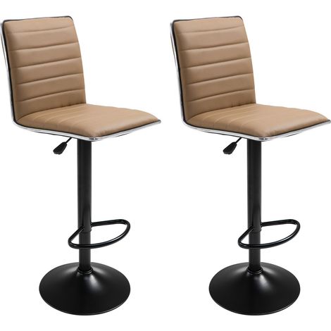 Set von 2 Barhockern NEW YORK TAUPE - maximale Belastung: 120 kg - PU-ähnlich - Metallfuss - Höhenverstellbar 100-120 cm (1/3)