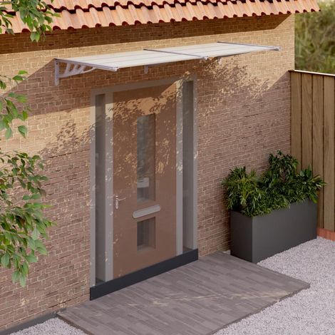 Auvent de porte Store extérieur Marquise Brise-soleil Gris et transparent 239x90 cm Polycarbonate XRYJX407545 (1/5)