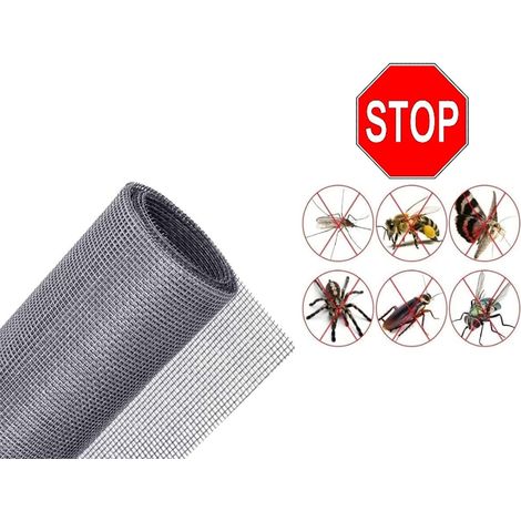 Filet Moustiquaire - 120x150 cm - Fibre De Verre Gris - Anti Insectes - Pour Porte Et Fenêtre (1/5)