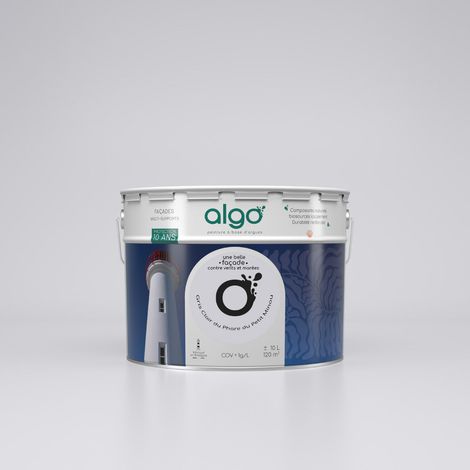 Peinture extérieure façade écologique Algo - Mat - Gris clair du Phare du Petit Minou - 10L (1/2)