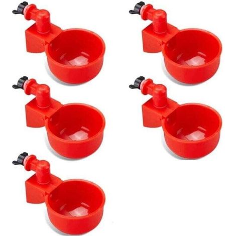 Lot de 5 abreuvoirs automatiques pour volailles - pour poulets, canards, oies, dindes et pigeons (1/4)
