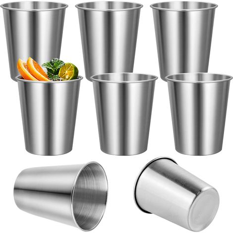 8 x 260 ml Stainless Steel Tumblers, Stainless Steel Cups for Parties, Camping and Travel (Silver) (1/5)