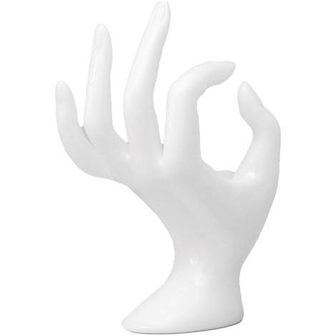 Handgeformter Schmuckständer mit Ringen, eleganter Präsentationsständer für Schaufenster von Juweliergeschäften, Läden und Ausstellungen, Farbe: Weiß. (1/5)