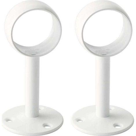 Support Tringle Rideaux Plafond Fixation Rideau, Support Tringle Penderie avec Vis pour Rideau et Armoire, Blanc Brillant en Acier Inoxydable, Diamètre 32 mm, 2 Pcs